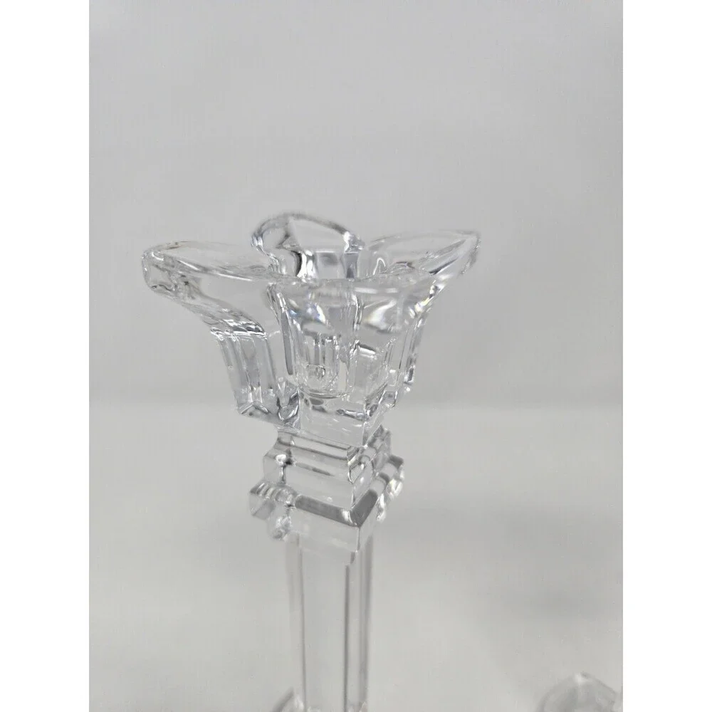 VINTAGE 1990S MIKASA LEAD CRYSTAL CANDLESTICKS SET OF 2 THE PETALS